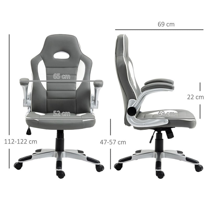 Premium Adjustable Racing Gaming Chair with Armrests - Grey