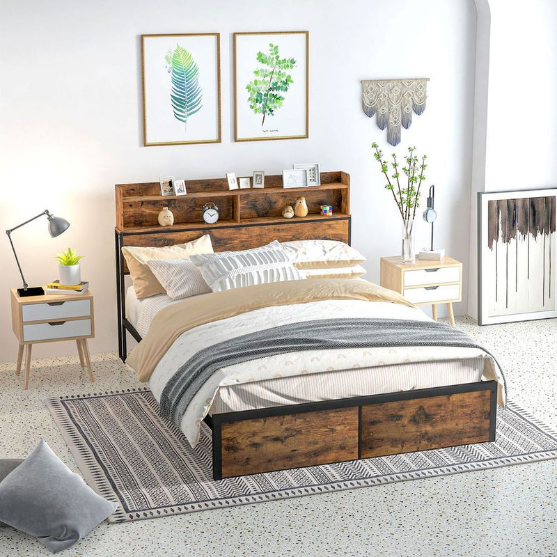 Premium HOMCOM King Bed Frame w/ Storage & Headboard - High Quality, Spacious, & Stylish Design