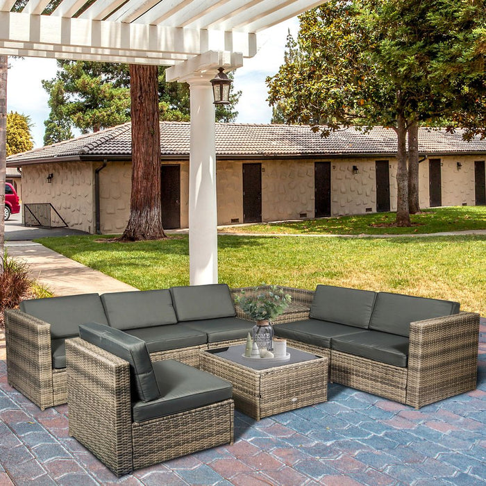 Outsunny Patio Rattan Sofa Set - Premium Quality Garden Furniture with Cushion