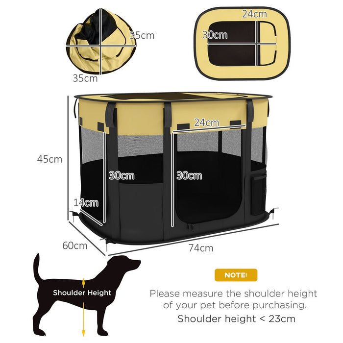 Portable Pet Playpen for Puppies, Rabbits, Kittens, and Guinea Pigs - Yellow