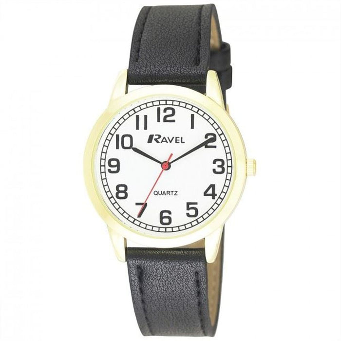 Ravel Men's Classic Leather Strap Watch R0132GC - Quality Quartz Movement, Easy Read Arabic Dial