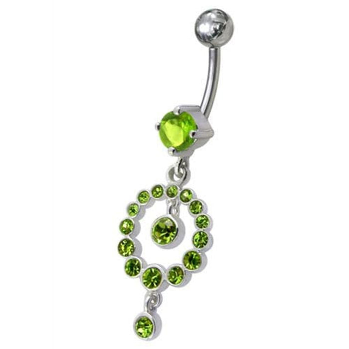 CZ Gem Round Ball Dangling Belly Ring Navel Body Piercing Jewelry