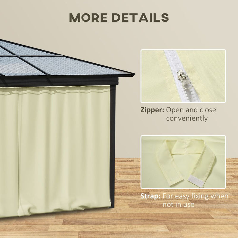 Outsunny 4-Panel Gazebo Curtain - 3x3m, Replacement, Sidewalls