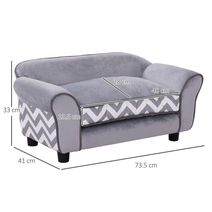 Plush Grey Dog Sofa Bed - Removable Cushion - XS Size - Quality Guarantee