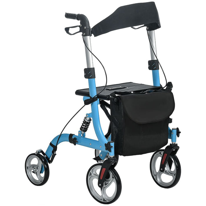 Premium 4-Wheel Rollator with Seat & Bag - Adjustable Mobility Walker - Dual Brakes