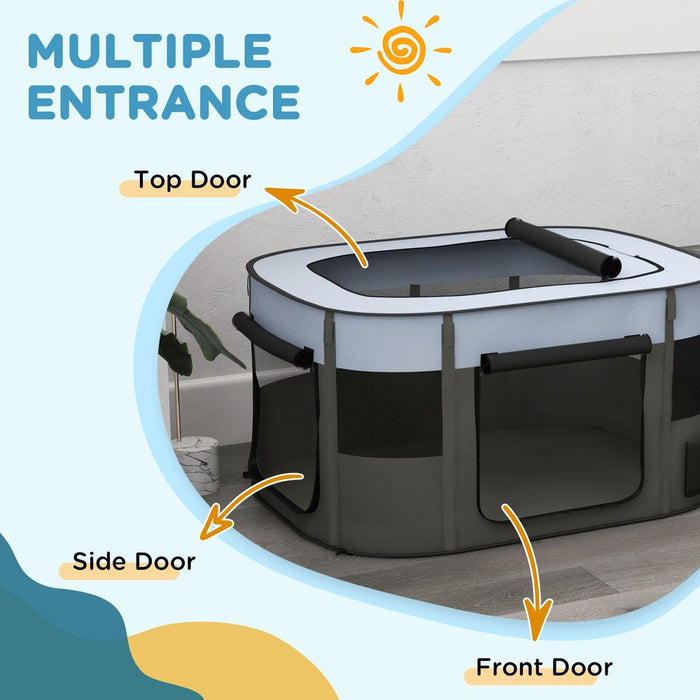 PawHut Portable Dog Pen - Puppies, Rabbits, Kittens, Guinea Pigs - Grey