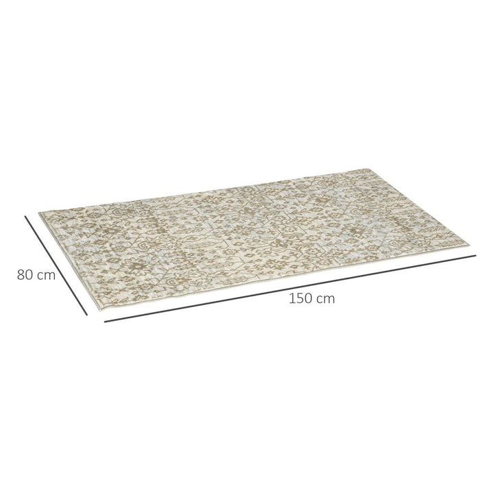 HOMCOM 150 x 80 cm Floral Pattern Area Rugs, Decorative Carpet for Living Room, Dining Room, Bedroom, Beige