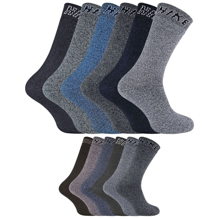 Premium Mens Hike Socks - 6 Pairs - Sizes 6-11 UK - Cotton Rich