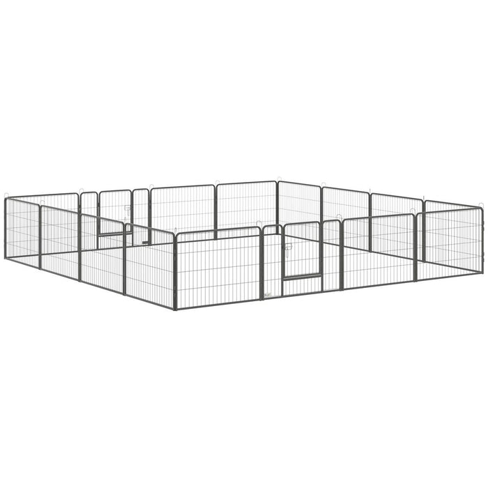 Heavy Duty 16 Panel Dog Pen - 60H cm - 2 Doors - Playpen for Dogs - Top Quality