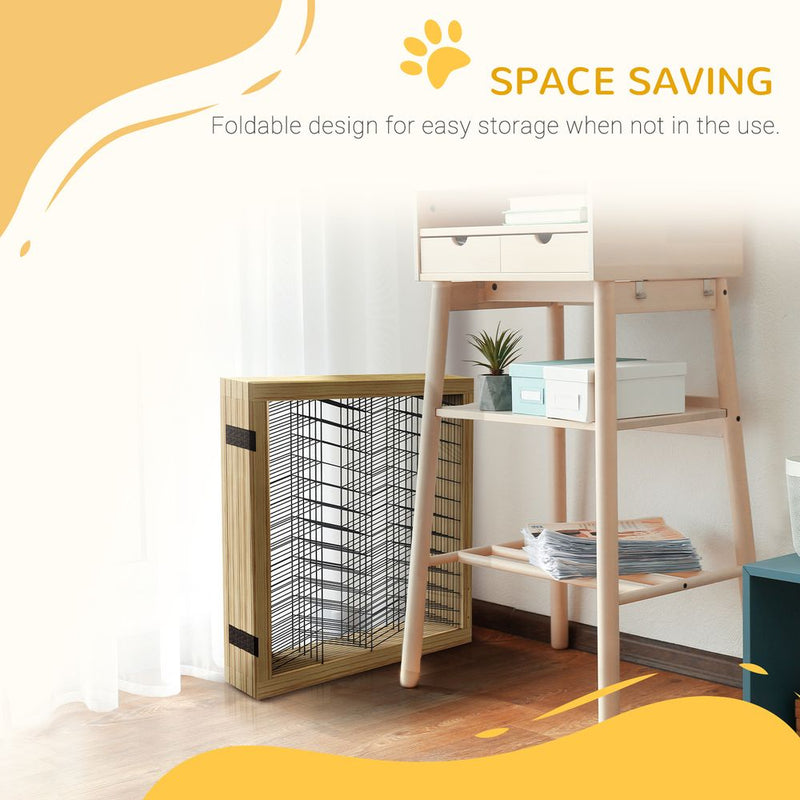 PawHut Freestanding Dog Barrier - 6 Panels, Natural Wood - S & M Dog Sizes