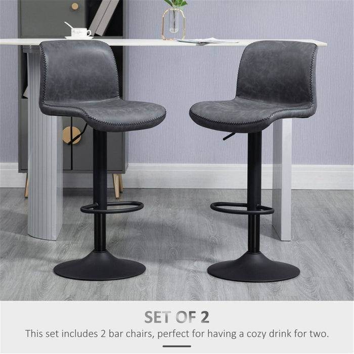 2x Bar Stools / Dining Chairs - Dark Grey 42W x 51D x 85-106Hcm