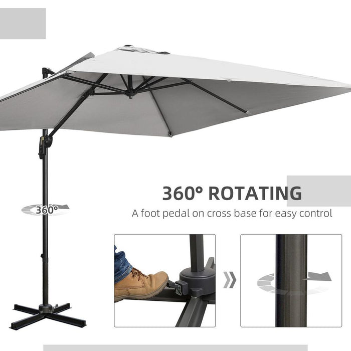 Premium 2.7 x 2.7m Cantilever Garden Umbrella - Grey