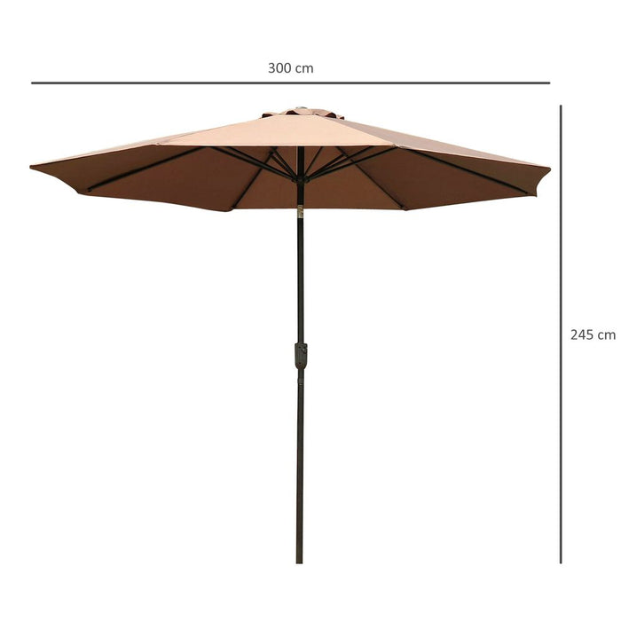 Steel Frame Round Market Patio Sun Umbrella Parasol Sunshade Canopy 3x2.45m