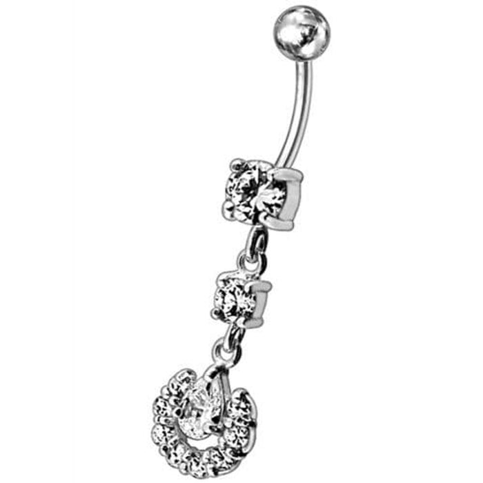 Fancy flowered Silver Dangling Navel Ring