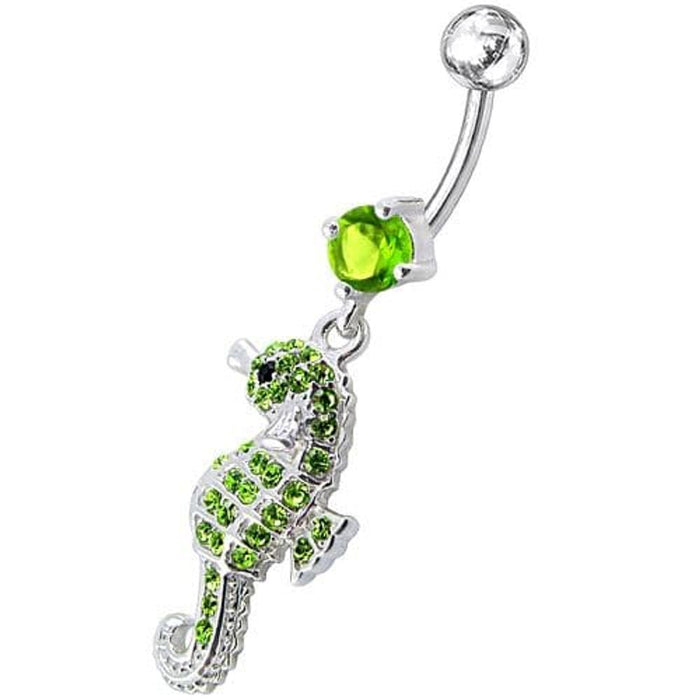 Jeweled Sea Horse Dangling Belly Ring