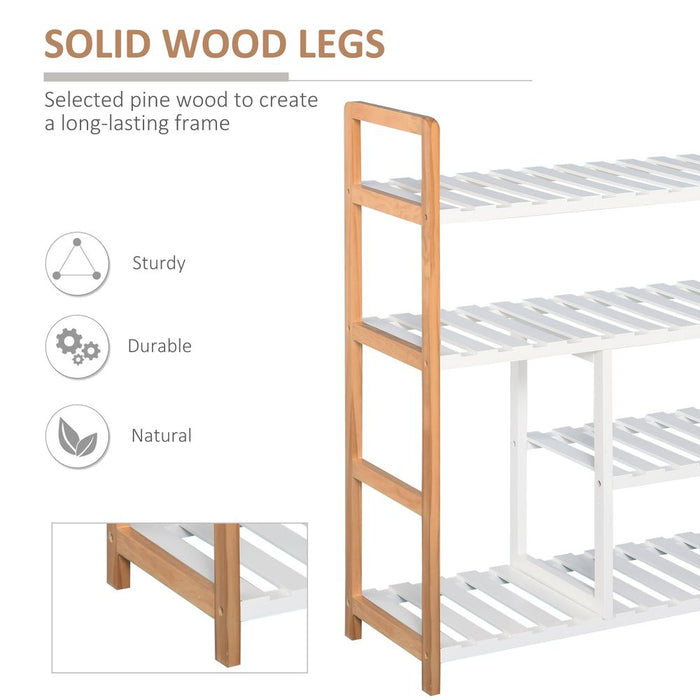 4-Tier Shoe Rack Simple Home Storage Wood Frame Boot Compartment