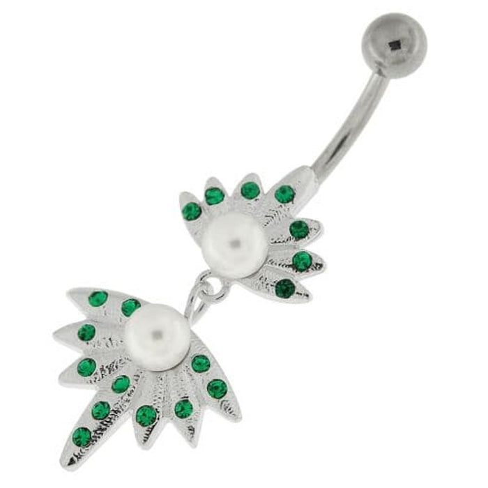 Pearls in the Jeweled Shell Navel Belly Button Ring