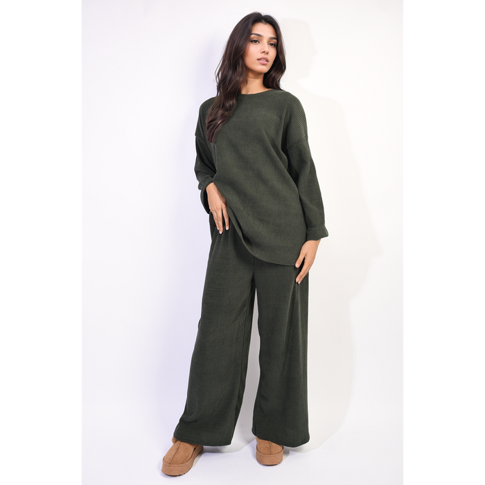 Metallic Long Sleeve Top and Wide Leg Trouser Co-ord