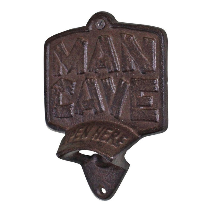 Premium Cast Iron Man Cave Bottle Opener - Wall Mounted Rustic Design for Easy Opening - High Quality & Durable