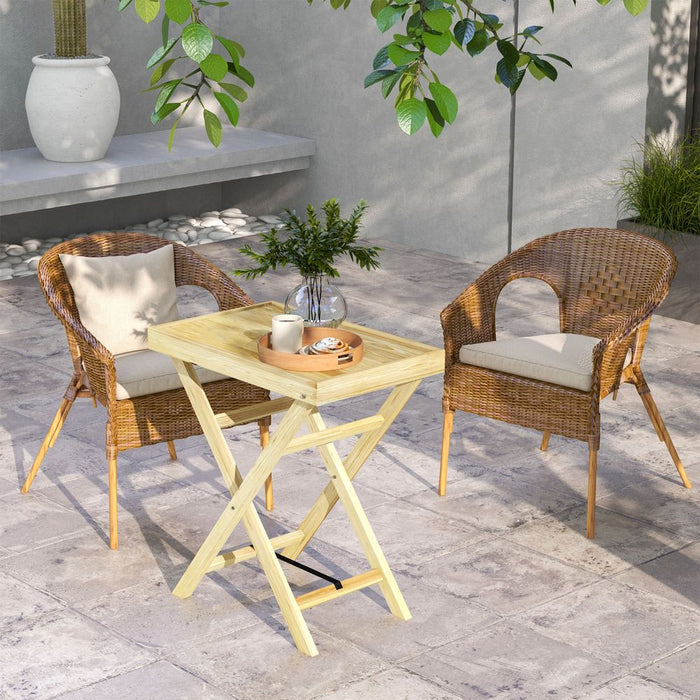 Sleek Outsunny Wooden Garden Table - 68cmx44cmx75cm, Natural: Perfect for Outdoor Spaces!