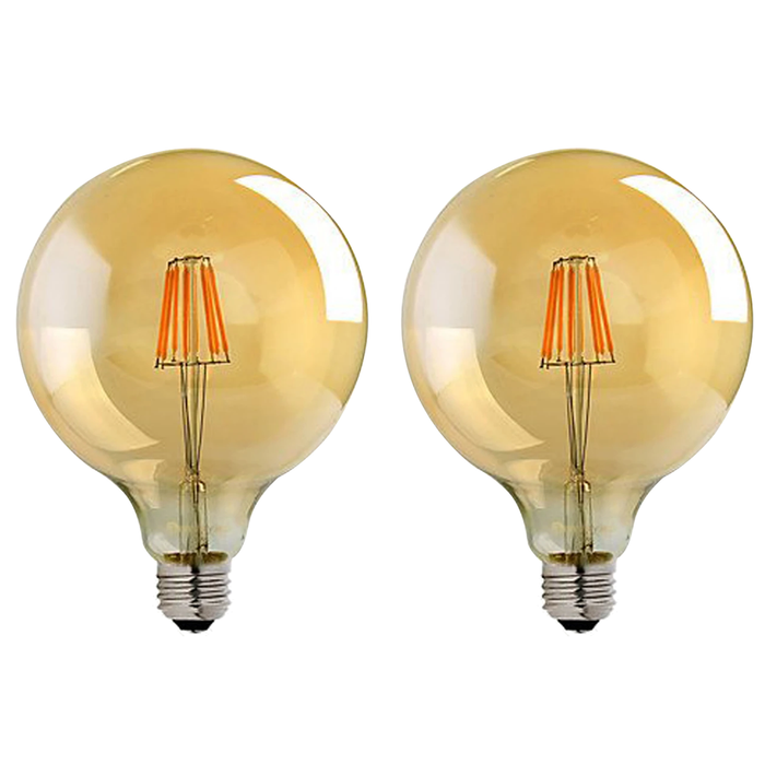 Vintage Amber Glass LED Edison Bulbs - Dimmable, Warm White, 2 Pack, 2700K - Professional Quality