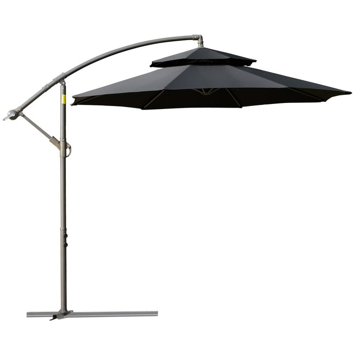 Premium 2.7m Offset Banana Umbrella - Cross Base, Black