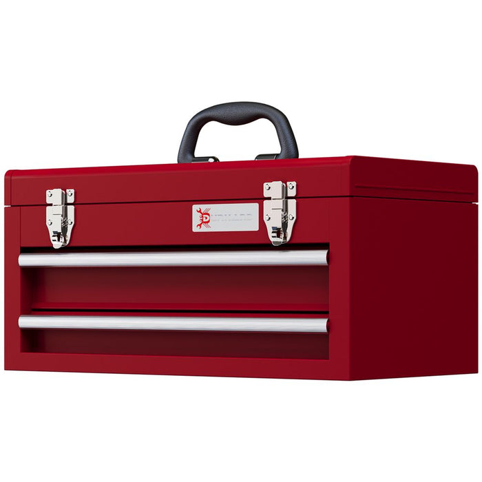 DURHAND Lockable 2 Drawer Tool Chest with Ball Bearing Slide Drawers Red