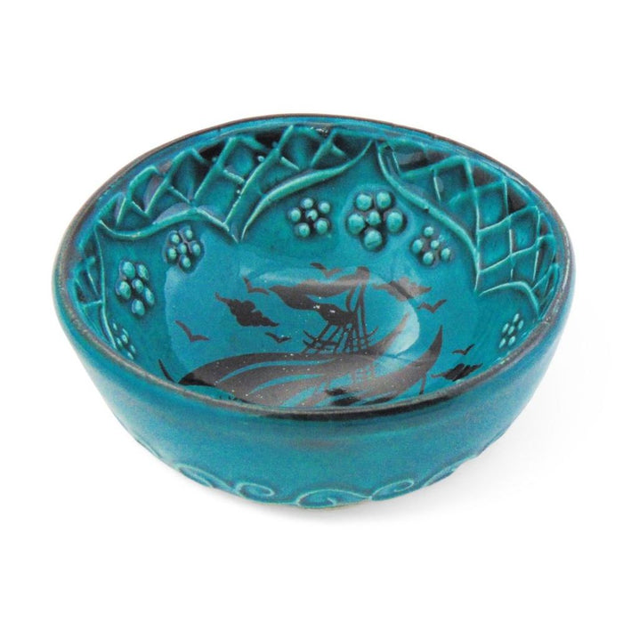 Handmade Ceramic Bowl Multicolour Green 8cm