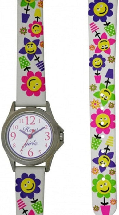 Ravel Girls Wrist Watch White Dial Colorful Plastic Strap R1514.13