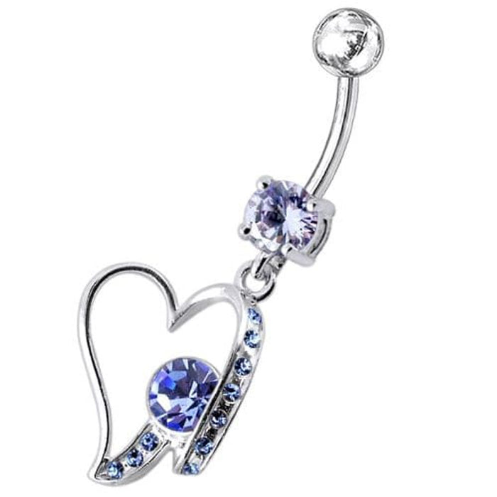 Fancy Jeweled Heart Dangling Belly Ring