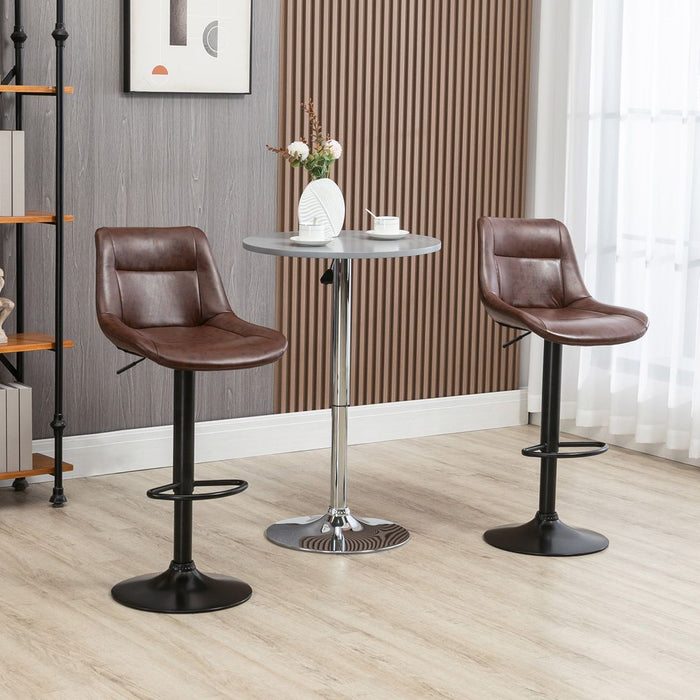 Premium 360° Swivel Kitchen Stools, Set of 2, PU Leather, Brown