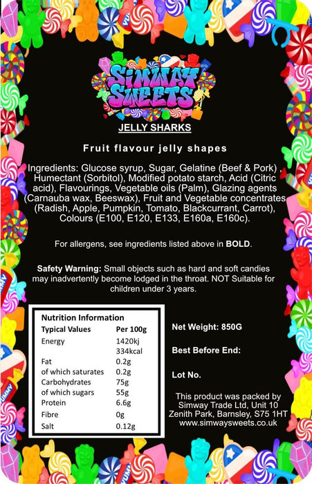 Jelly Sharks Gummies Gift Jar - Retro Sweets - Fast Delivery