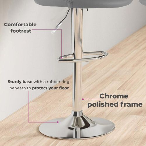 Neo Set of Two Dark Grey Leather Bar Stools