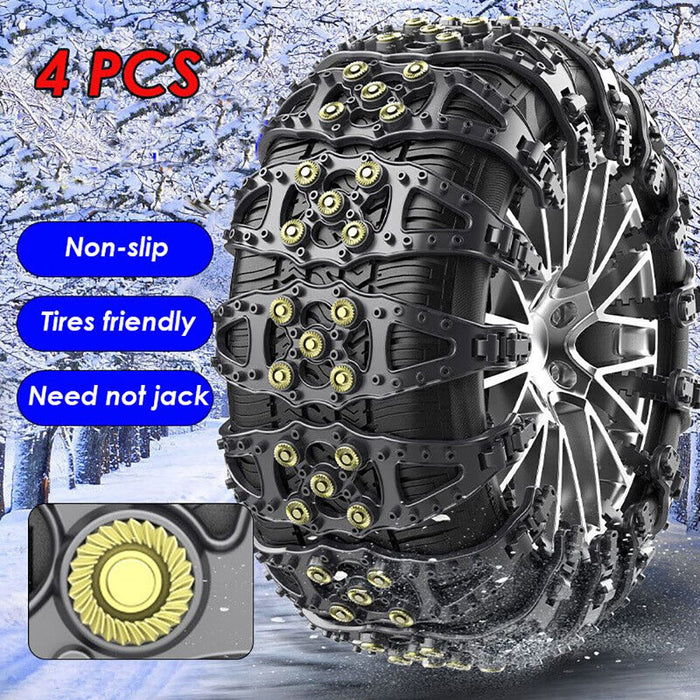 4pcs Universal Snow Chains Auto Traction Aid Ice Tire Spikes Winter Snow Chain