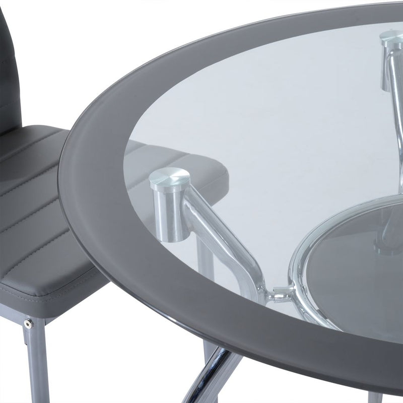 HOMCOM Round Dining Set: Table for 4, Chairs with Cushion. Stylish & Durable. Steel Frame. High Quality.