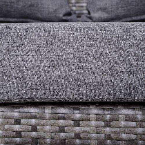 4-Seater Half Moon Shaped Rattan Outdoor Garden Furniture Set Grey