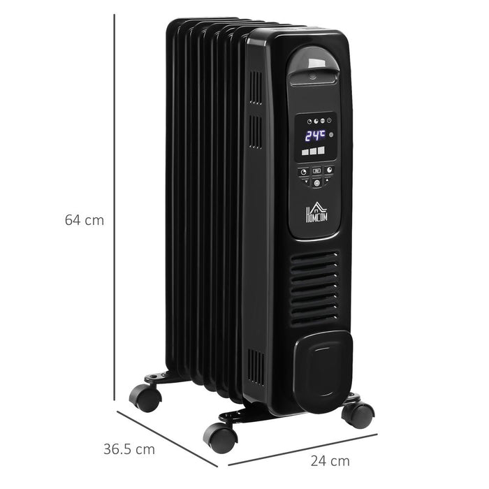 1500W Electric Oil Filled Radiator with LED Display - Portable Heater for Efficient Heating