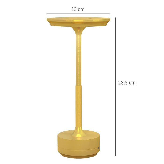 Premium Quality HOMCOM LED Cordless Table Lamp - Battery Operated, Gold Tone - Perfect for Bedroom Lighting