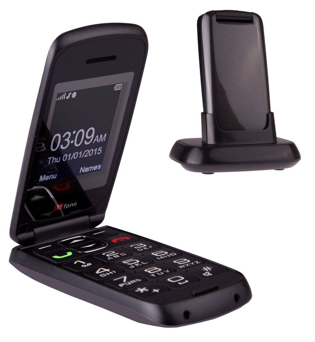 TTfone Star TT300 Grey - Best Quality Flip Senior Phone with Vodafone Pay As You Go