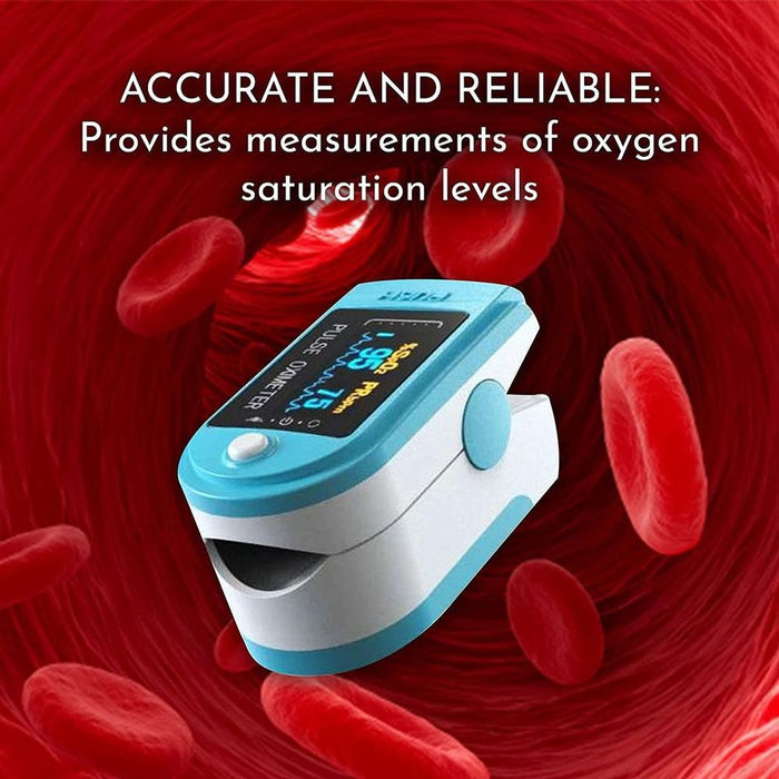 Aquarius Blue Finger Pulse Oximeter V2 - SpO2 Readings & Heart Rate Monitor, FDA Approved