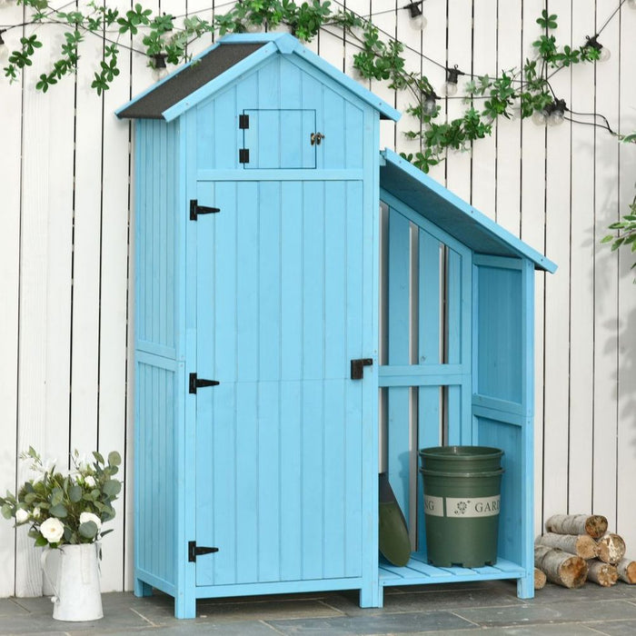 Garden Storage Shed Outdoor Firewood House w/ Waterproof Asphalt Roof