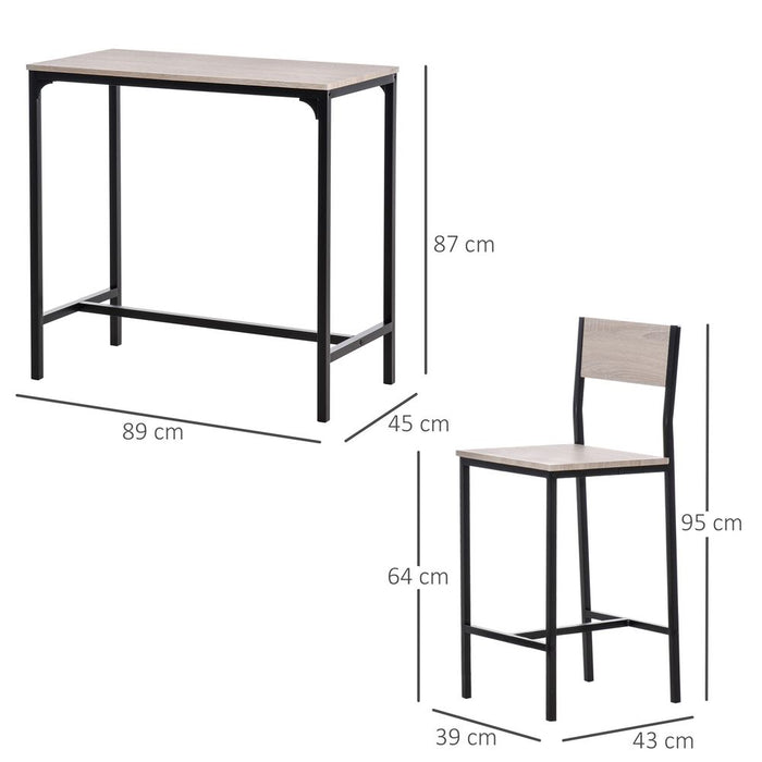 Premium Quality Metal Frame MDF Top Table & Bar Stool Set - Sleek Black Design