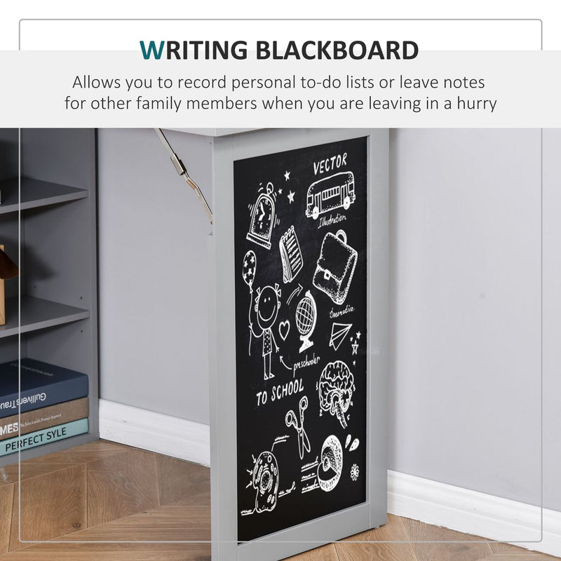 HOMCOM Fold-out Convertible Writing Desk Wall Mount Cabinet with Blackboard and Side Shelf Multi-Function Home Office Workstation, Grey 98 x 51 cm