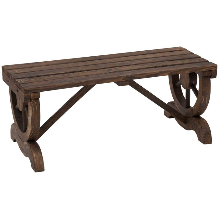 Premium Rustic Wooden Wheel Bench - 2-Person Seat - High-Quality - Brown - Outdoor Furniture - Loveseat - Park - Best Quality