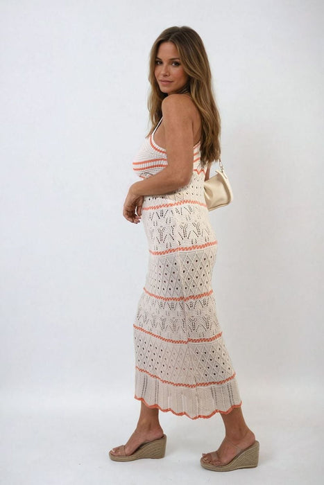 Strappy Long Knitted Stripe Cami Dress - Ultimate Style and Comfort!