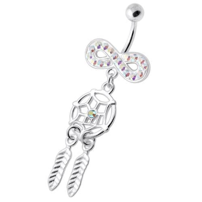 Infinity with Dream catcher Dangling Belly bar