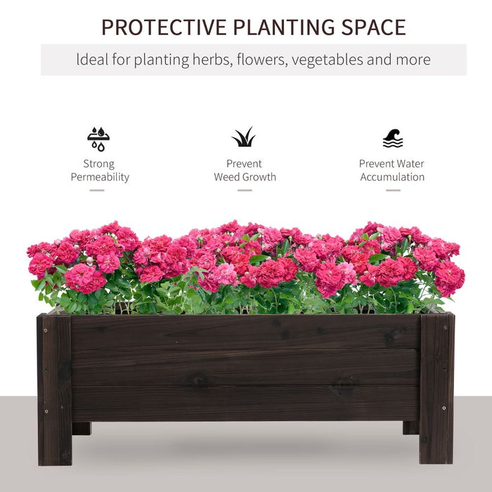 Outsunny Wooden Garden Raised Bed Planter - 100x36.5x36cm, High Quality & Versatile