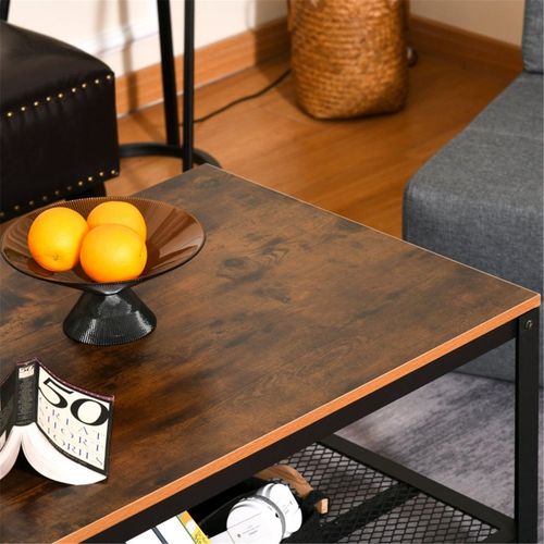 Coffee Table 2 Tier for living room, Bedroom or Entryway Retro Wood Grain 106L x 60W x 45Hcm