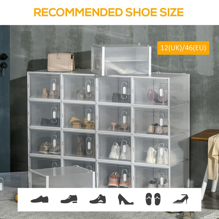 18PCS Clear Shoe Box - Stackable, UK/EU Size 12, 28x36x21cm - Quality & Convenience!