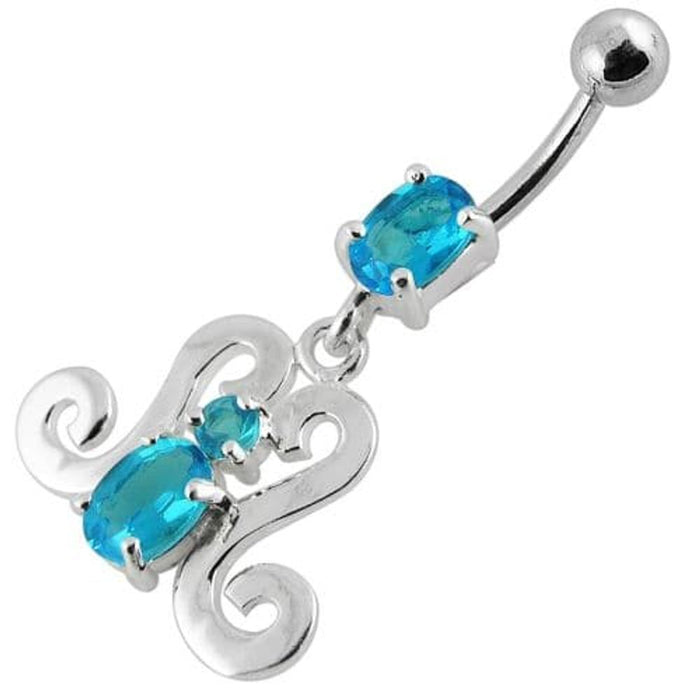 Fancy Dangling Belly Ring With SS Curved Bar